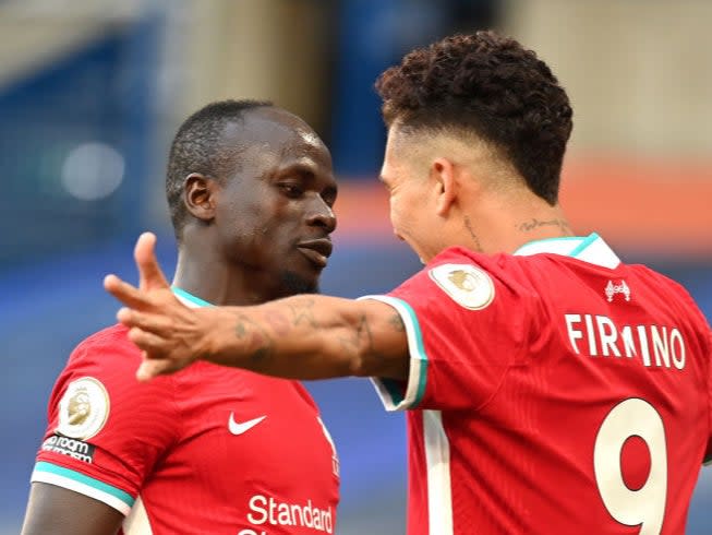 Sadio Mane celebrates with Roberto Firmino (Getty Images)