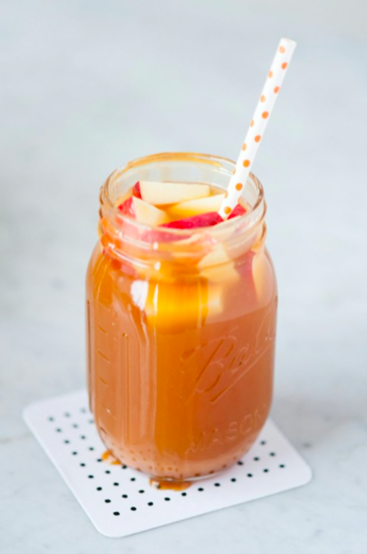 <p>The Sweetest Occasion </p><p>Hold on to your sweet tooth! This boozy drink from <a href="https://thesweetestoccasion.com/2015/10/caramel-apple-sangria/" rel="nofollow noopener" target="_blank" data-ylk="slk:The Sweetest Occasion;elm:context_link;itc:0;sec:content-canvas" class="link ">The Sweetest Occasion </a>is sure to taste like Halloween in a glass and have your guests coming back for more. </p>