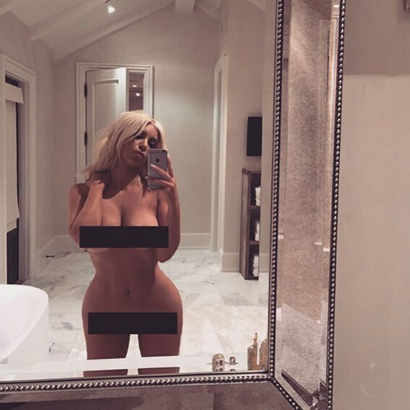 In March last year Kim caused quite a stir when she shared a naked selfie on Twitter, and she later defended her decision to do so in a candid post. Source: Instagram.