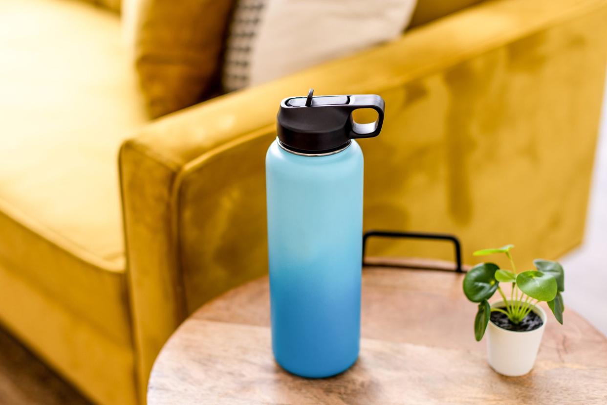 reusable water bottle on table