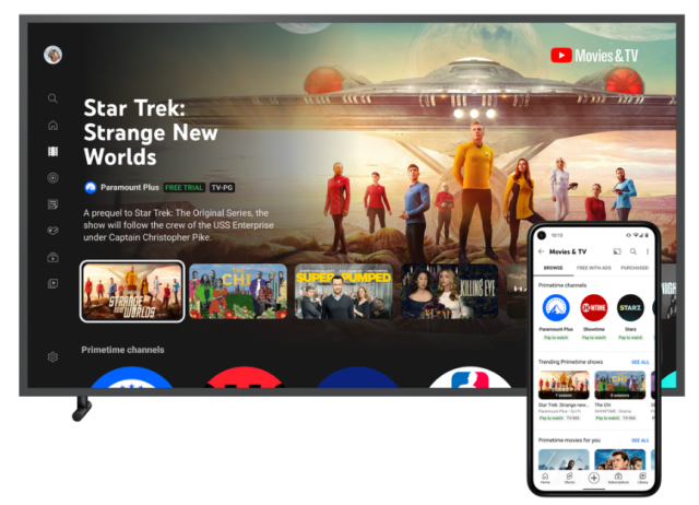 YouTube brings Showtime Paramount and other streaming services