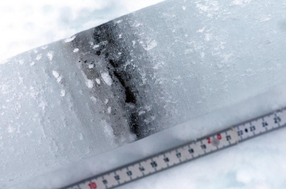 An ice core from the Broggerbreen glacier, extracted by CNR (Italian National Research Council) scientists (Reuters)