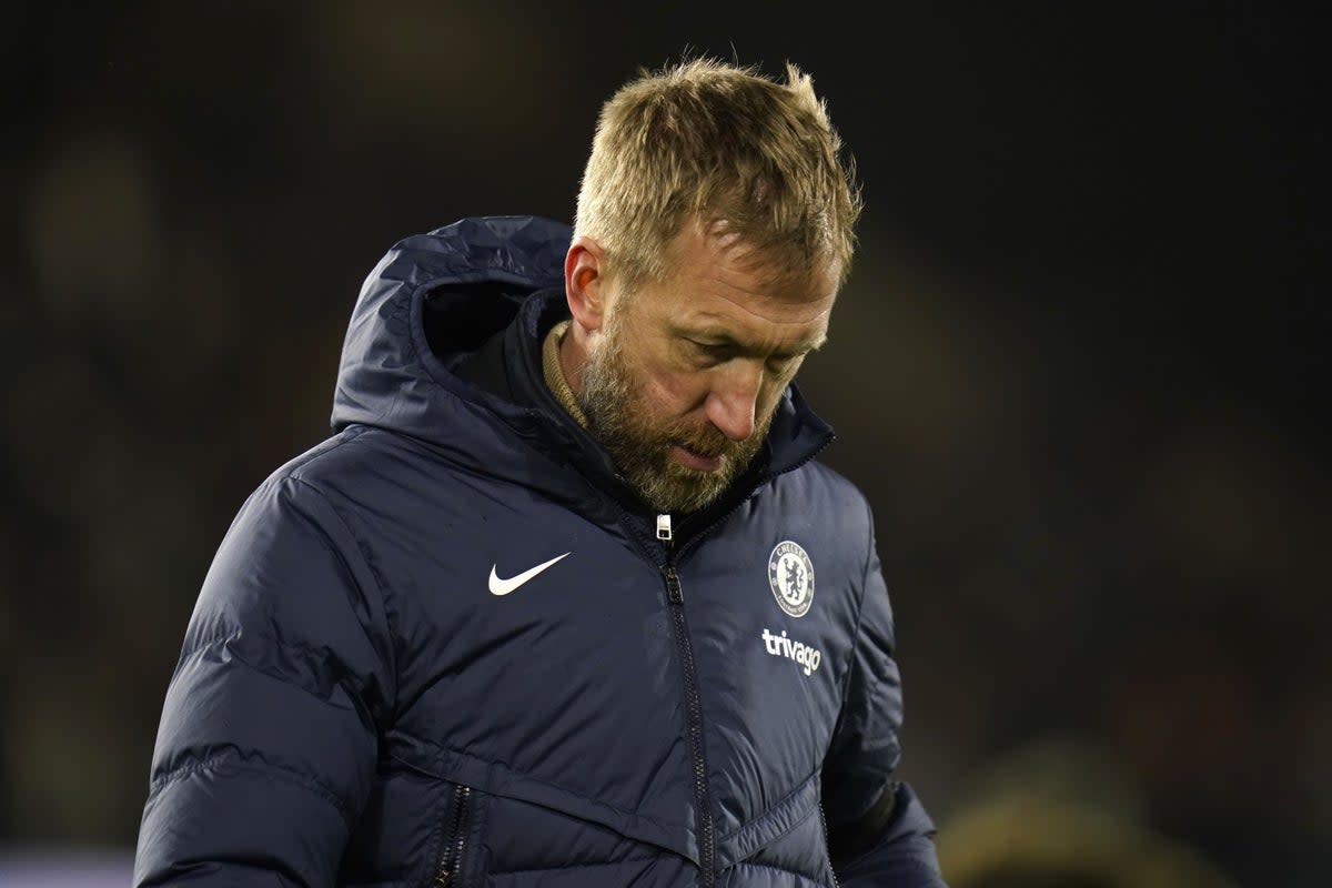 Graham Potter admitted it was “tough to see any light” after Chelsea’s 2-1 defeat at Fulham (Andrew Matthews/PA) (PA Wire)