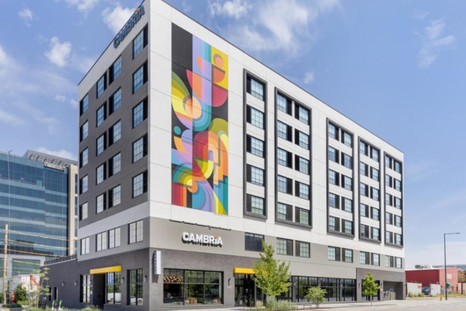 An exterior view of the Cambria Hotel Denver Downtown RiNo that opened in 2024. Choice Hotels