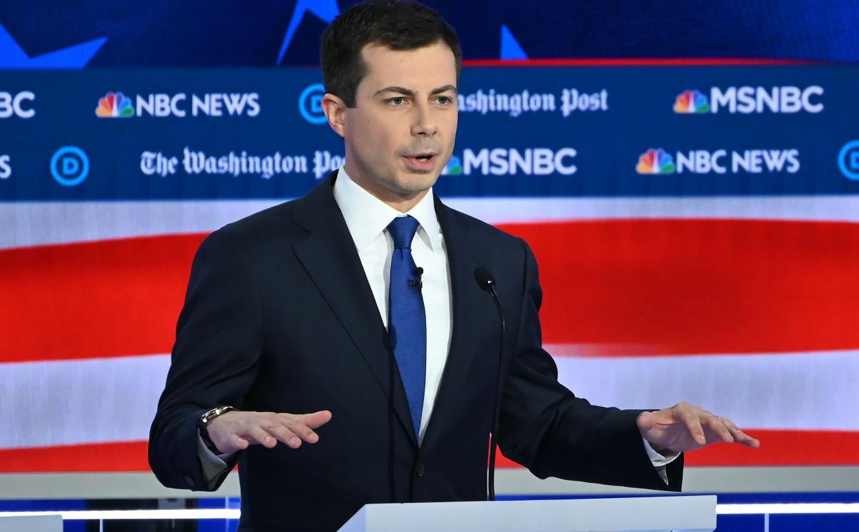 Democratic presidential hopeful Pete Buttigieg speaks during the fifth Democratic primary debate in Atlanta on Nov. 20, 2019.&nbsp; (Photo: Saul Loeb/Getty Images)