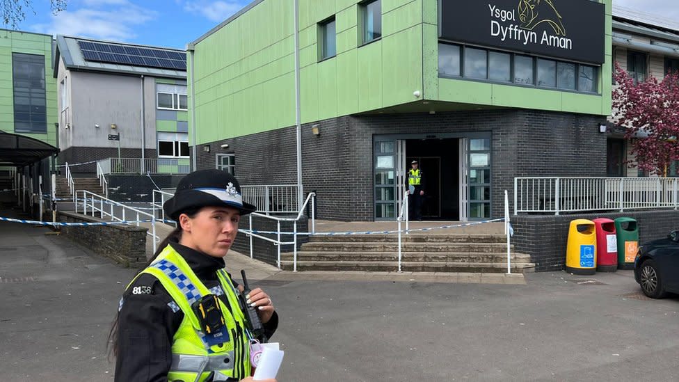 Police officer outside of school