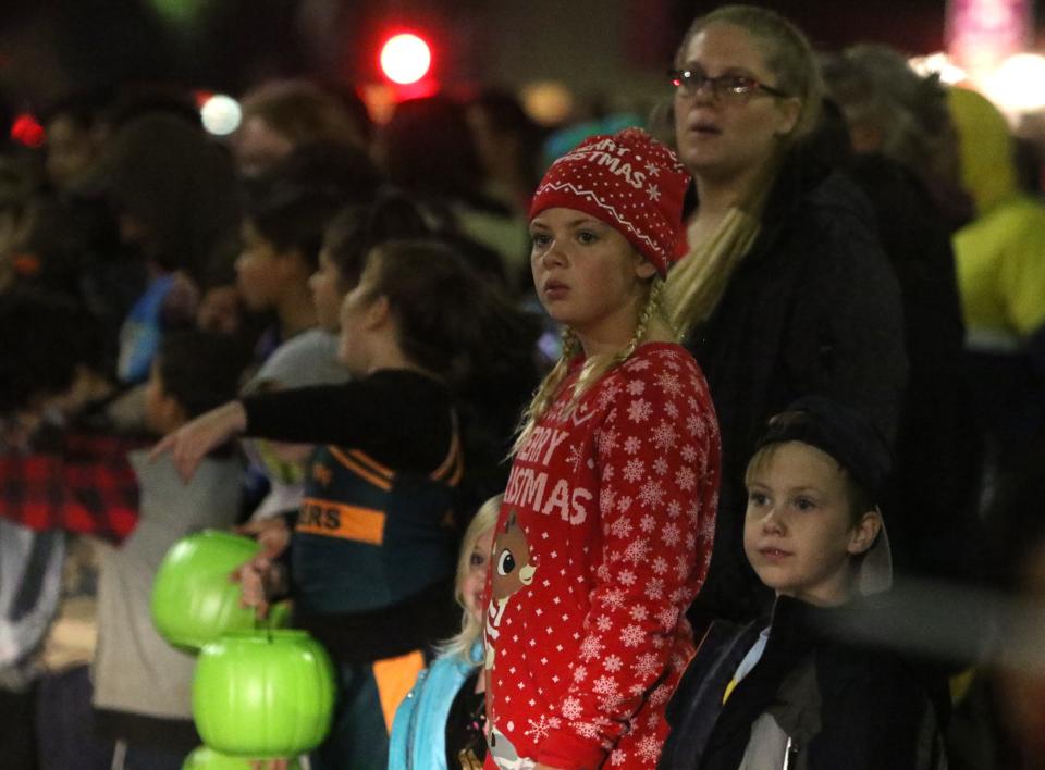 Thousands lined the streets for the City Lights Parade Saturday, Nov. 23, 2019, downtown Wichita Falls.
