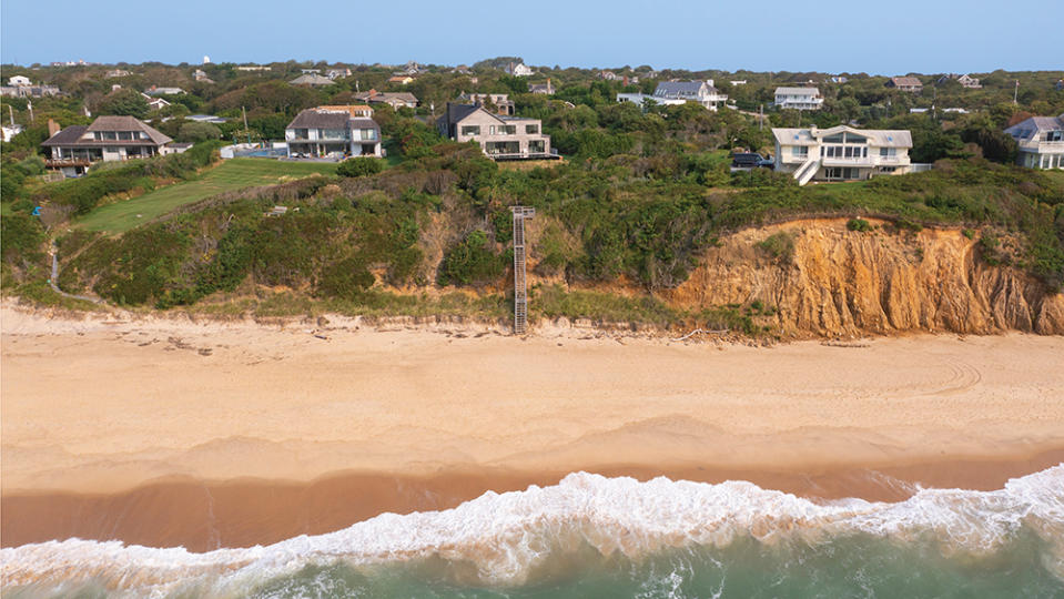 This house with beach stairs, in Montauk, N.Y., recently sold for $18.95 million.