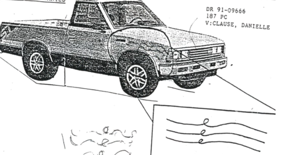A drawing of a vehicle involved in the case of Danielle Clause, whose body was found on July 16, 1991.