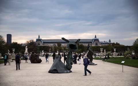A piece entitled 'Famille Ursini' by Swedish artist Erik Dietman is displayed at the Parc des Tuileries, as part of the Hors les Murs outdoor program of the FIAC 2017 (International Contemporary Art Fair) in Paris, France, 18 October 2017. - Credit: ETIENNE LAURENT/EPA