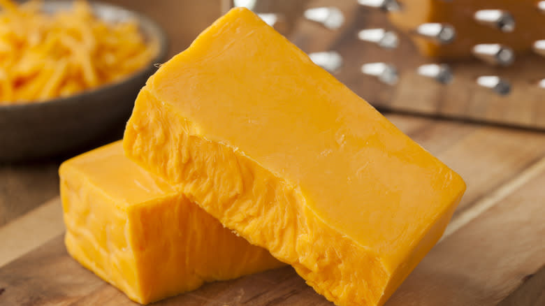 Wedges of orange cheddar