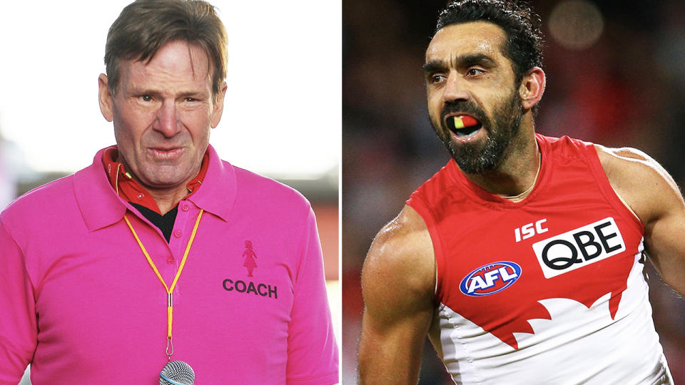 Sam Newman and Adam Goodes, pictured here earlier in their careers.