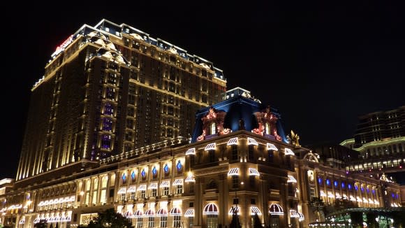 Parisian Macao hotel and resort at nighttime.