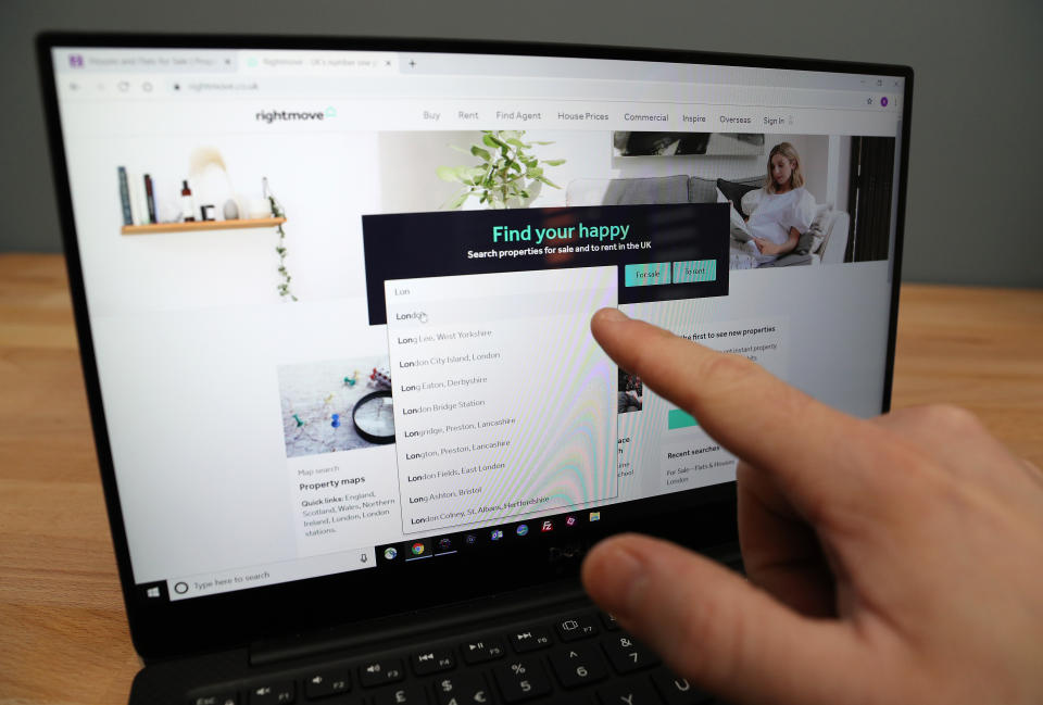 A person looks for properties for sale on the Rightmove website. PA Photo. Picture date: Friday January 3, 2020. Photo credit should read: Andrew Matthews/PA Wire