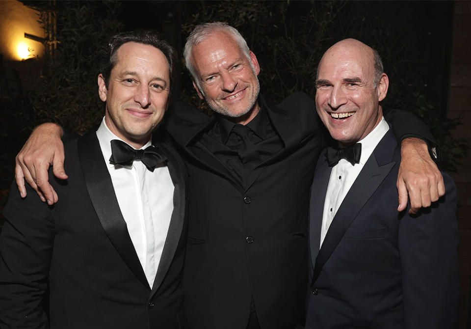 David Greenbaum, Martin McDonagh and Matthew Greenfield attend Searchlight's Banshees of Inisherin private Oscars afterparty at Craig's in West Hollywood on March 12, 2023.