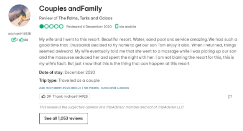 The now-deleted reviewTripAdvisor