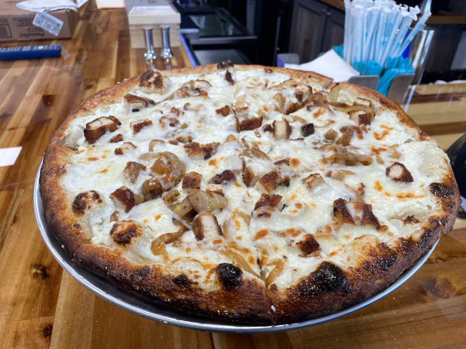 The menu at La Mattina's in Port St. Lucie features authentic Italian dishes and unique creations, including the "The Antoinette" specialty pie with hand-tossed dough, ricotta cheese, Grande mozzarella breaded chicken cutlet and caramelized onion.