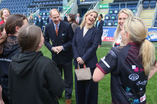 <p>Chris Jackson/Getty</p> Prince Edward and Sophie, Duchess of Edinburgh at Headingley Stadium for the Community Sport and Recreation Awards on March 8.