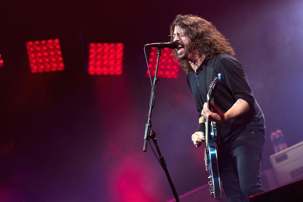 Dave Grohl of Foo Fighters performs on the Pyramid Stage at Glastonbury festival: Getty/Ian Gavan