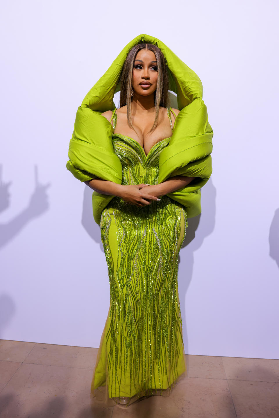 PARIS, FRANCE - JULY 06: (EDITORIAL USE ONLY - For Non-Editorial use please seek approval from Fashion House) Cardi B attends the Gaurav Gupta Haute Couture Fall/Winter 2023/2024 show as part of Paris Fashion Week on July 06, 2023 in Paris, France. (Photo by Pierre Suu/Getty Images)