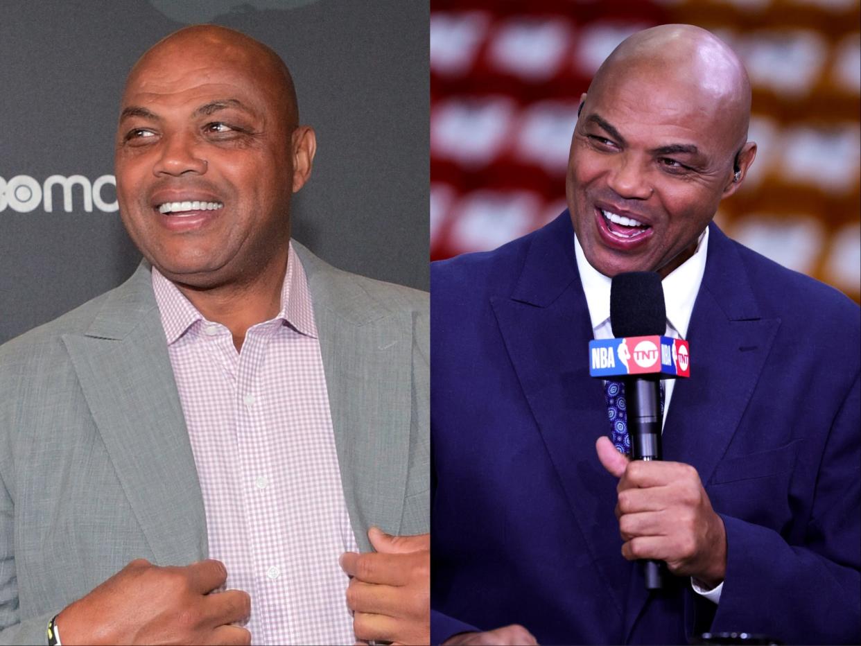 Charles Barkley in November 2022 (left) and May 2023.