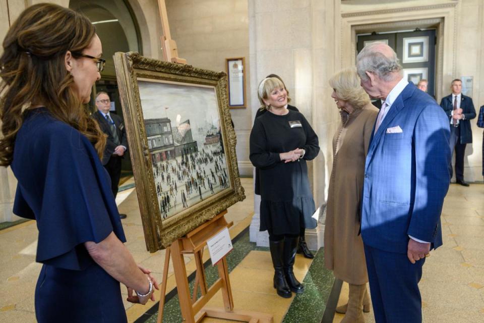 Their Majesties at the town hall. Picture: Paul Heyes