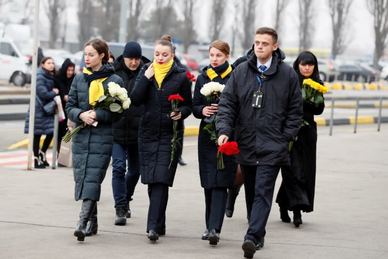 Memorial ceremony for the Ukrainian victims of Iran plane crash at the Boryspil International Airport, outside Kiev