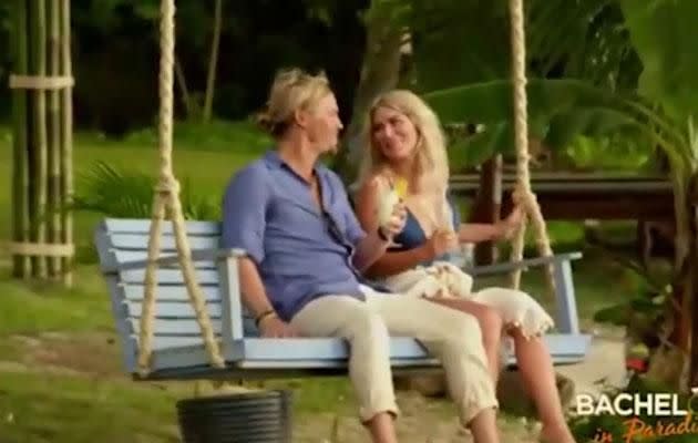 Maybe she's not interested in Jarrod anyway as we see Keira sitting on a swing with Sam Cochrane. Source: Ten