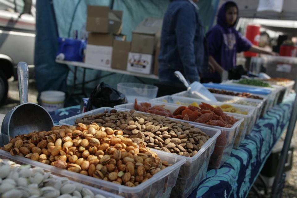A wide variety of food is available at the flea market.
