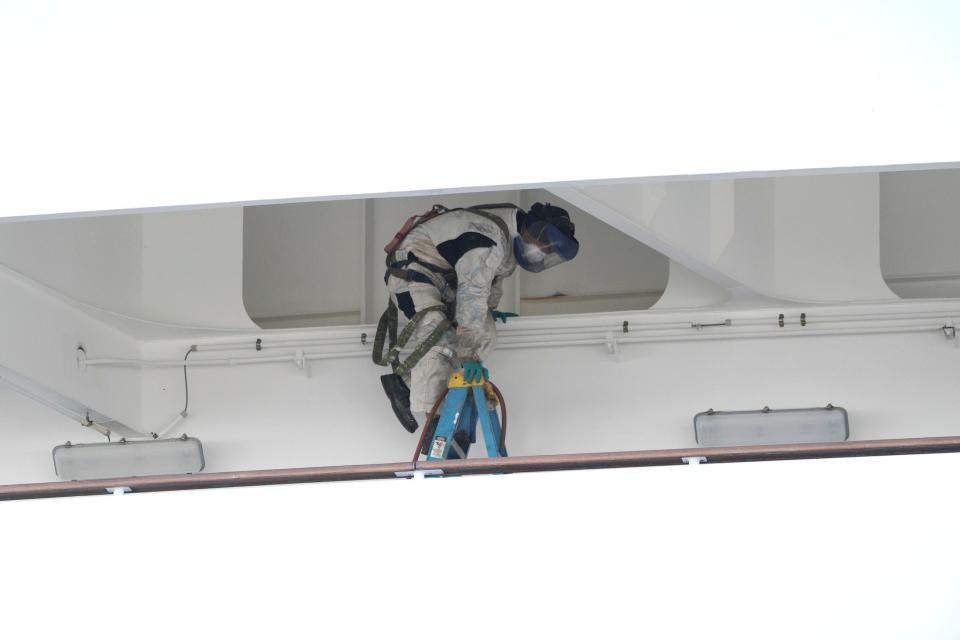 diamond princess crew repair work in full gear 