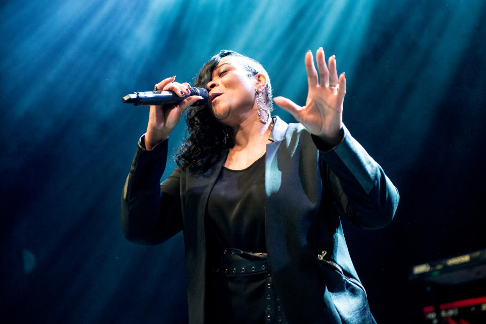 Gabrielle performs on stage at O2 Shepherd's Bush Empire on April 2, 2019. (Photo by Ollie Millington/Redferns)