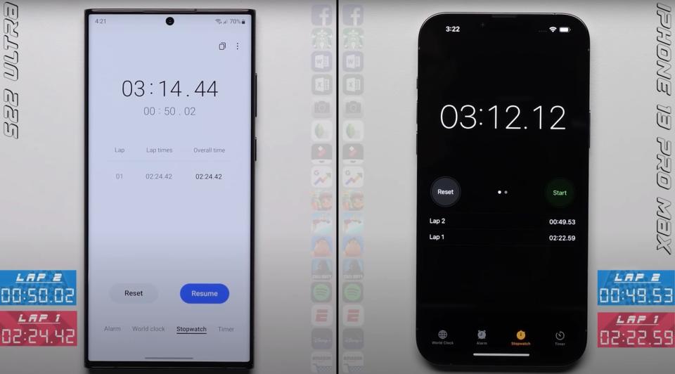 Galaxy S22 Ultra vs. iPhone 13 Pro Max speed test