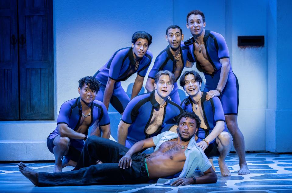 Grant Reynolds and company perform in the national tour of "Mamma Mia!"