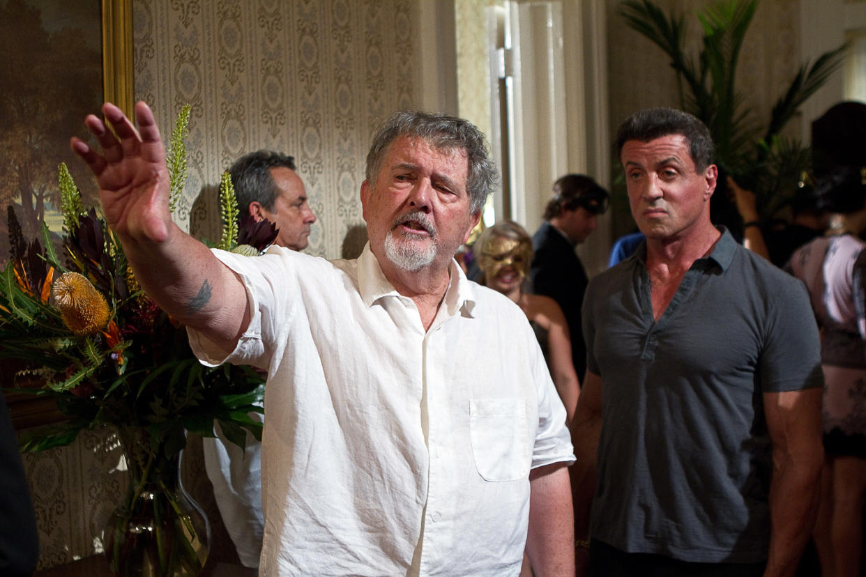 Walter Hill and Stallone on the set of Bullet to the Head. (Warner Bros/Courtesy Everett Collection)