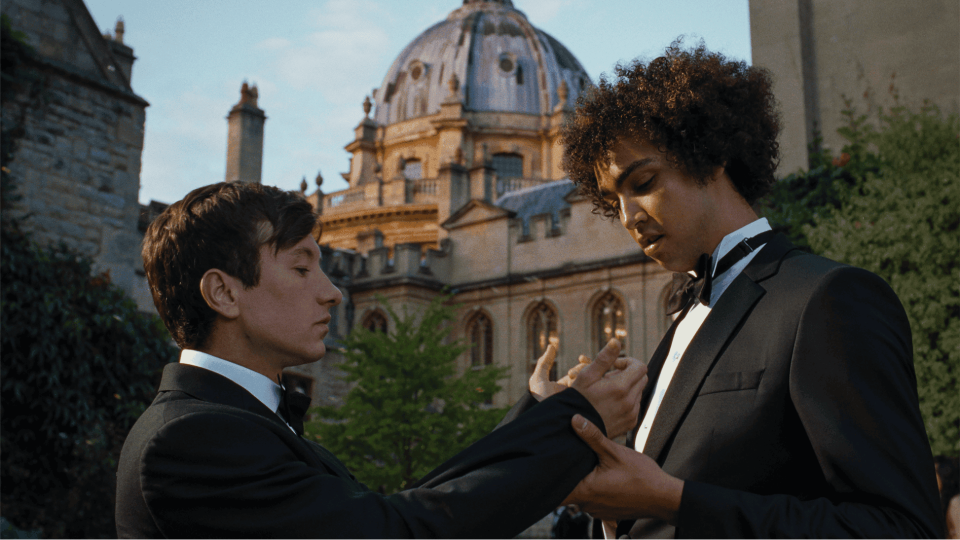"Saltburn," which stars Barry Keoghan (left) and Archie Madekwe, is the opening night film at the 30th annual Austin Film Festival.