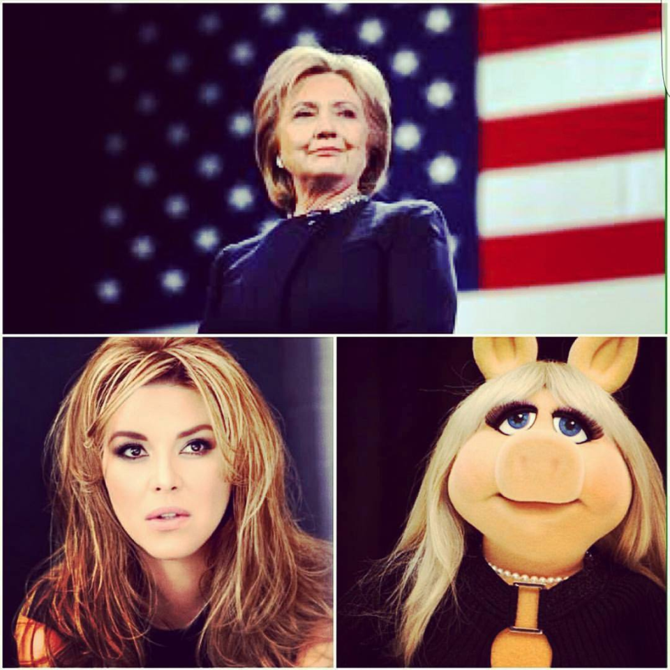 Hillary sacó la cara por Miss Piggy. 