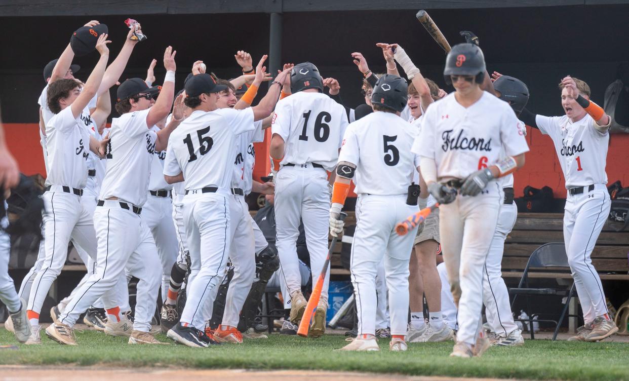 Pennsbury celebrates during its 7-3 win against Central Bucks West.