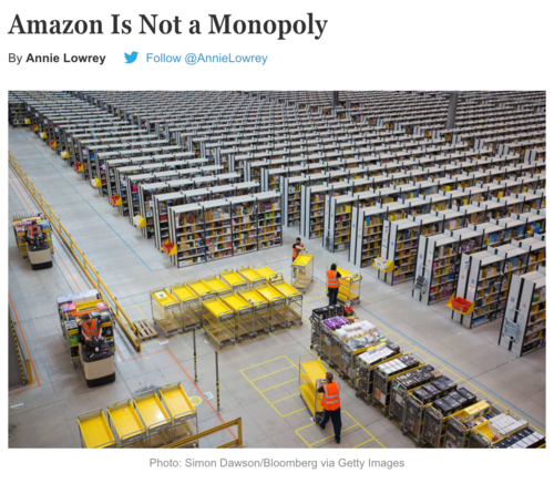 Article headlined 'Amazon is not a monopoly' 