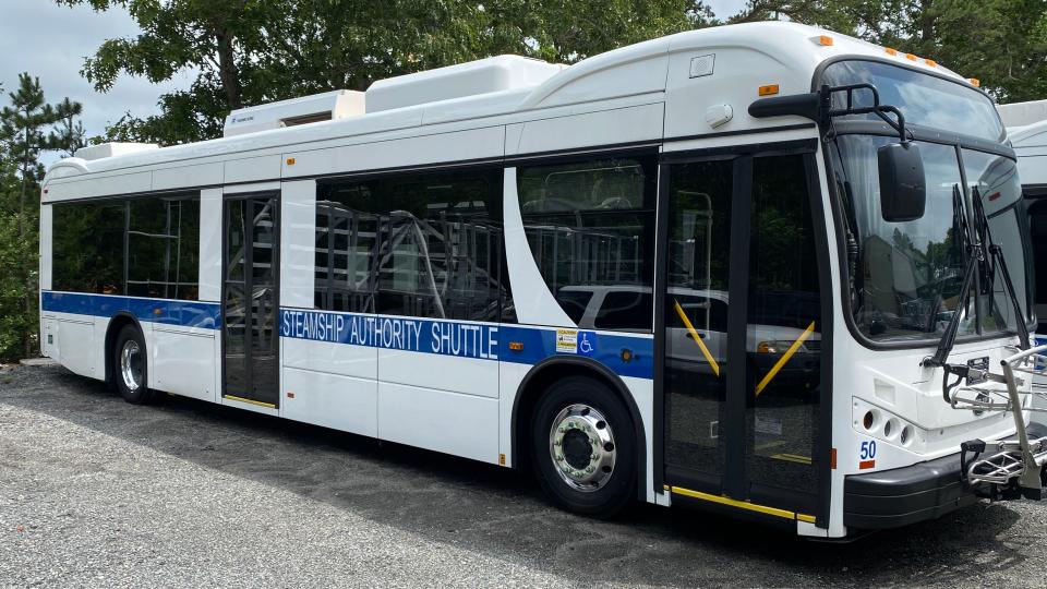 The Woods Hole, Martha’s Vineyard and Nantucket Steamship Authority announced Friday it has received its first three electric buses to transport customers from its off-site parking lots to its mainland ferry terminals in Hyannis and Woods Hole.