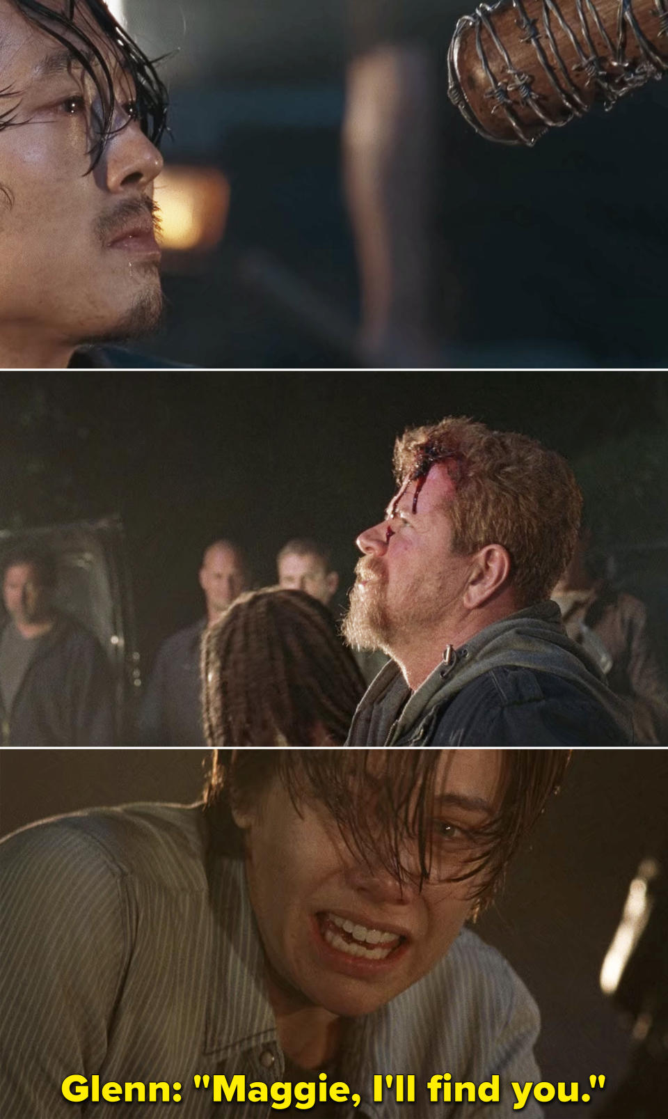 Glenn saying, "Maggie, I'll find you"