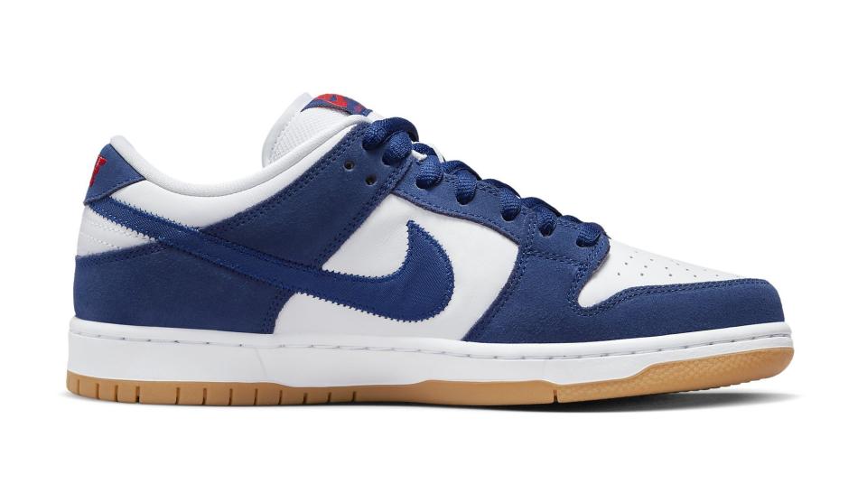 The medial side of the Nike SB Dunk Low “Los Angeles Dodgers.” - Credit: Courtesy of Nike