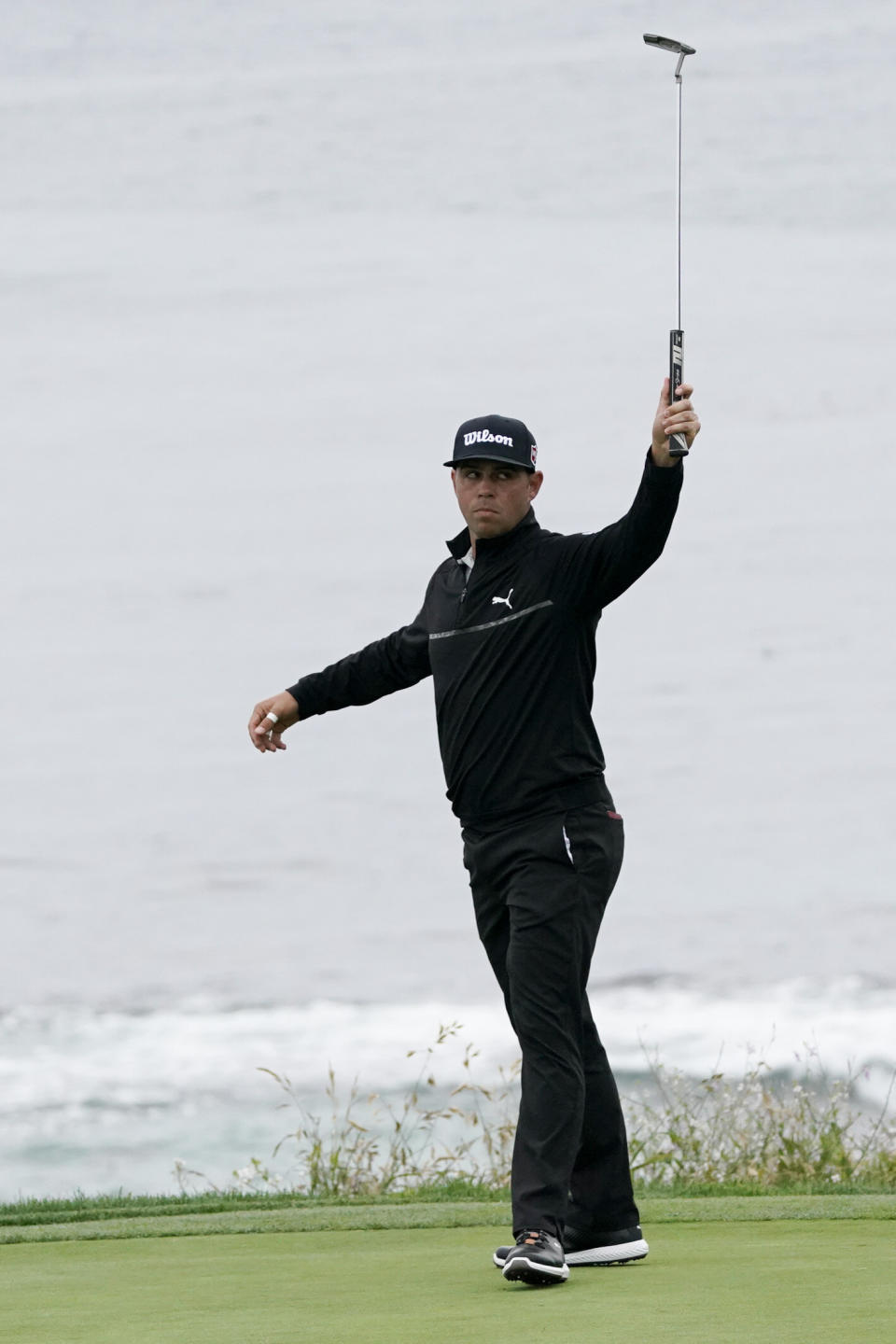 Gary Woodland reacts after making a birdie on the ninth hole during the second round of the U.S. Open golf tournament, Friday, June 14, 2019, in Pebble Beach, Calif. (AP Photo/Carolyn Kaster)