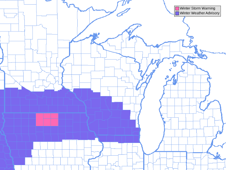 A winter weather advisory is in effect for parts of central, southern and western Wisconsin