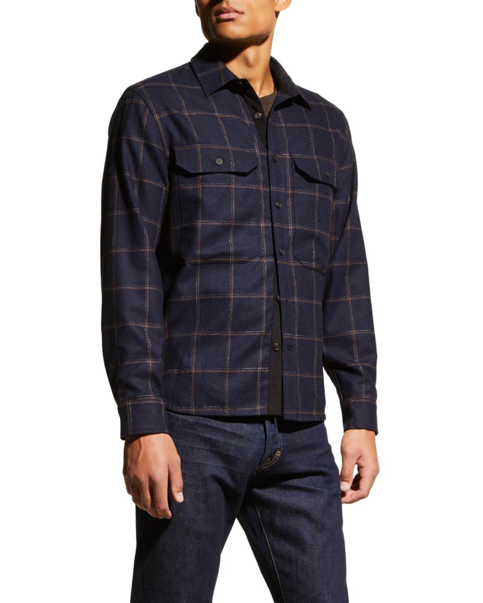 Men's Crosshatch Windowpane Shirt Jacket