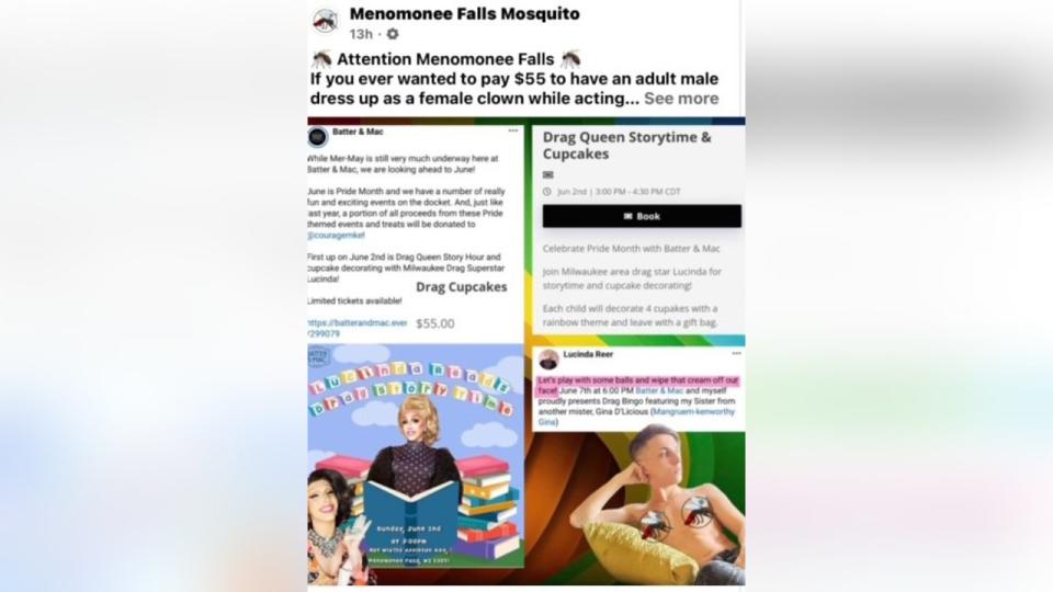 <div>Lessila referenced a Facebook Post on the Menomonee Fall Mosquito page, telling FOX6, "This is the post that I became aware of that describes the event. Inviting children to decorate cupcakes while Lucinda Reer performs, Loose In Da Rear). I believe the community deserves to know the details."</div>