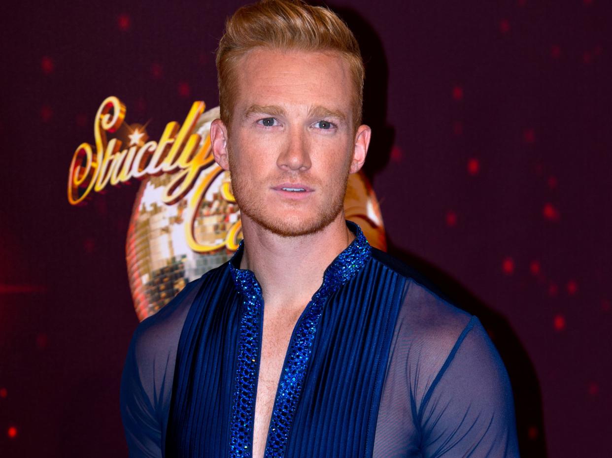 Greg Rutherford arrives for the launch of 'Strictly Come Dancing 2016' at Elstree Studios on August 30, 2016 in Borehamwood, England.  (Photo by Ben Pruchnie/WireImage)