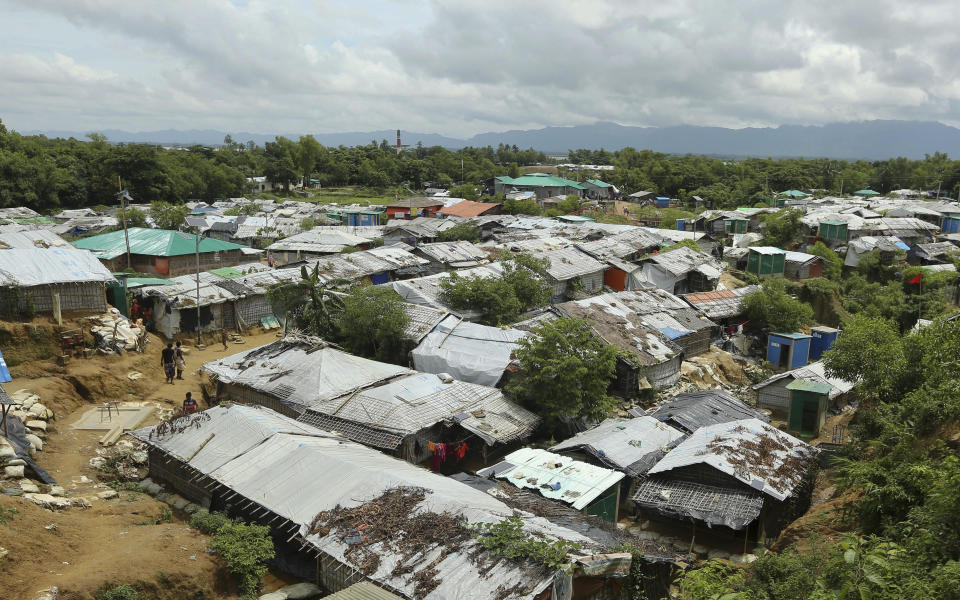 FILE - In this file photo dated Thursday, Aug.22, 2019, a general view of Nayapara Rohingya refugee camp in Cox's Bazar, Bangladesh. Sexual violence carried out by Myanmar's security forces against the country's Muslim Rohingya minority was so widespread and severe that it demonstrates intent to commit genocide as well as warrants prosecution for war crimes and crimes against humanity, according to a U.N. report released Thursday Aug. 22, 2019. (AP Photo/Mahmud Hossain Opu, FILE)