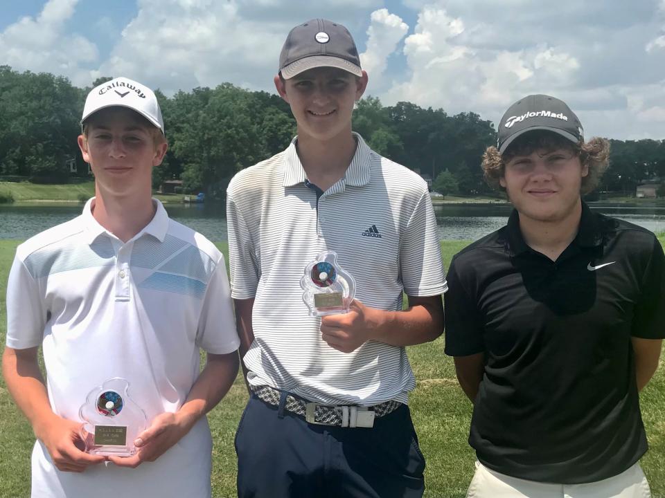 Chase Brackenridge, left, won Wednesday's Heart of Ohio Junior Golf Association tournament at Marysville Country Club, while Nicholas McMullen, center, and Alex Crowe tied for second. Brackenridge shot a 73, while the other two carded 75s.