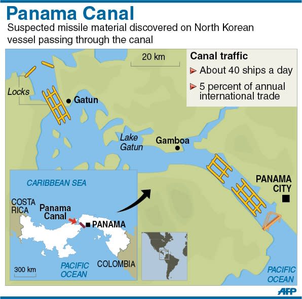 Panama stopped a North Korean vessel that President Ricardo Martinelli said had sailed from Cuba and tried to illegally sneak suspected sophisticated missile material through the Panama Canal