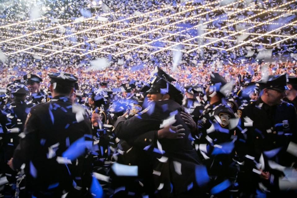 Officials said 576 new cops earned their badges with the new NYPD graduation class at Madison Square Garden. Michael Nagle